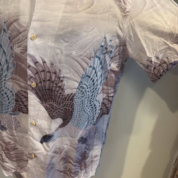 All Saints Multicolor Feather Print Button Down Collared Shirt - Picture 6 of 11